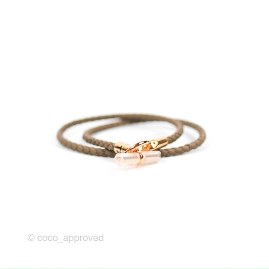 Hermes Glenan Double Tour Bracelet Étoupe Rose Gold Hardware