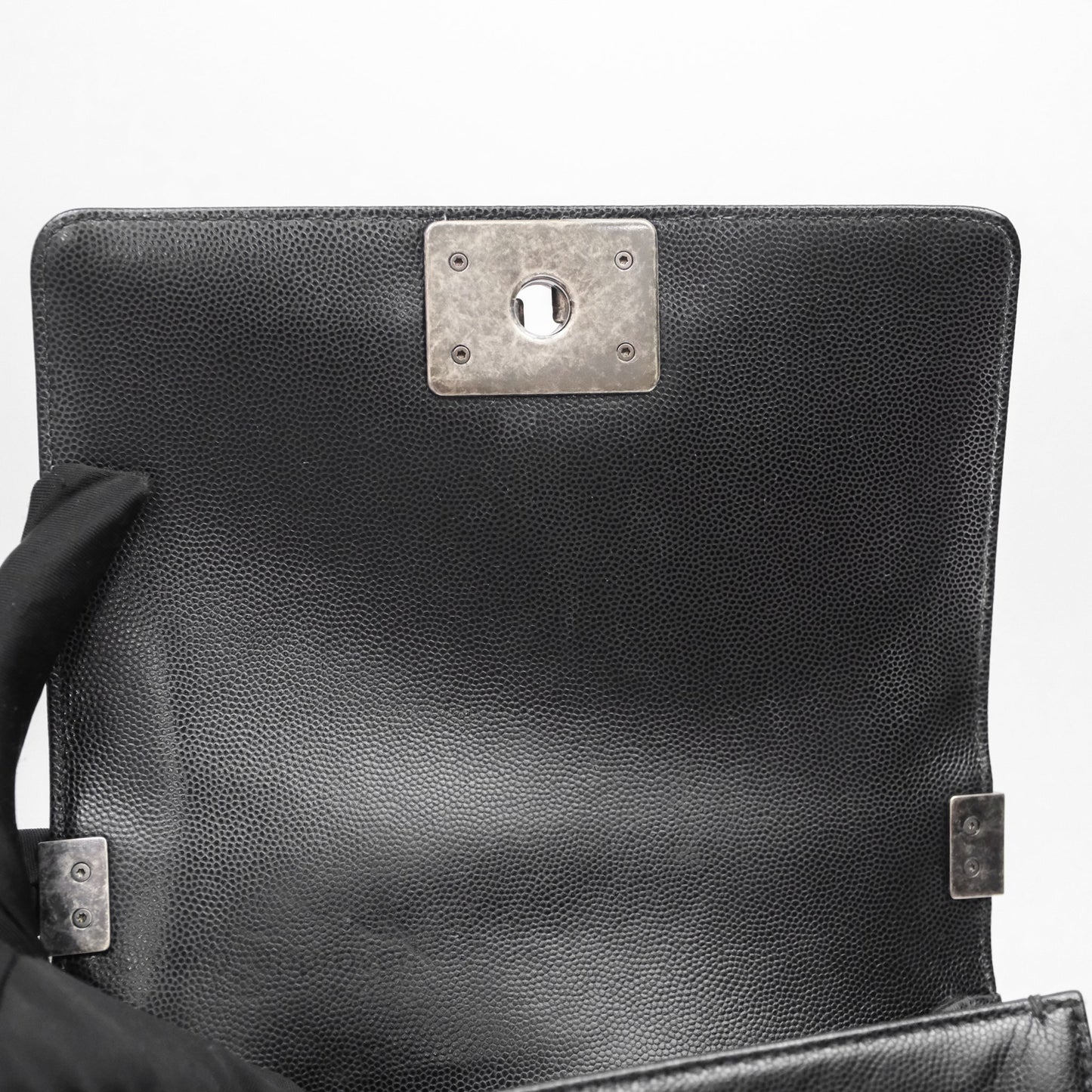 Chanel Small Boy Quilted Black Caviar Ruthenium Hardware