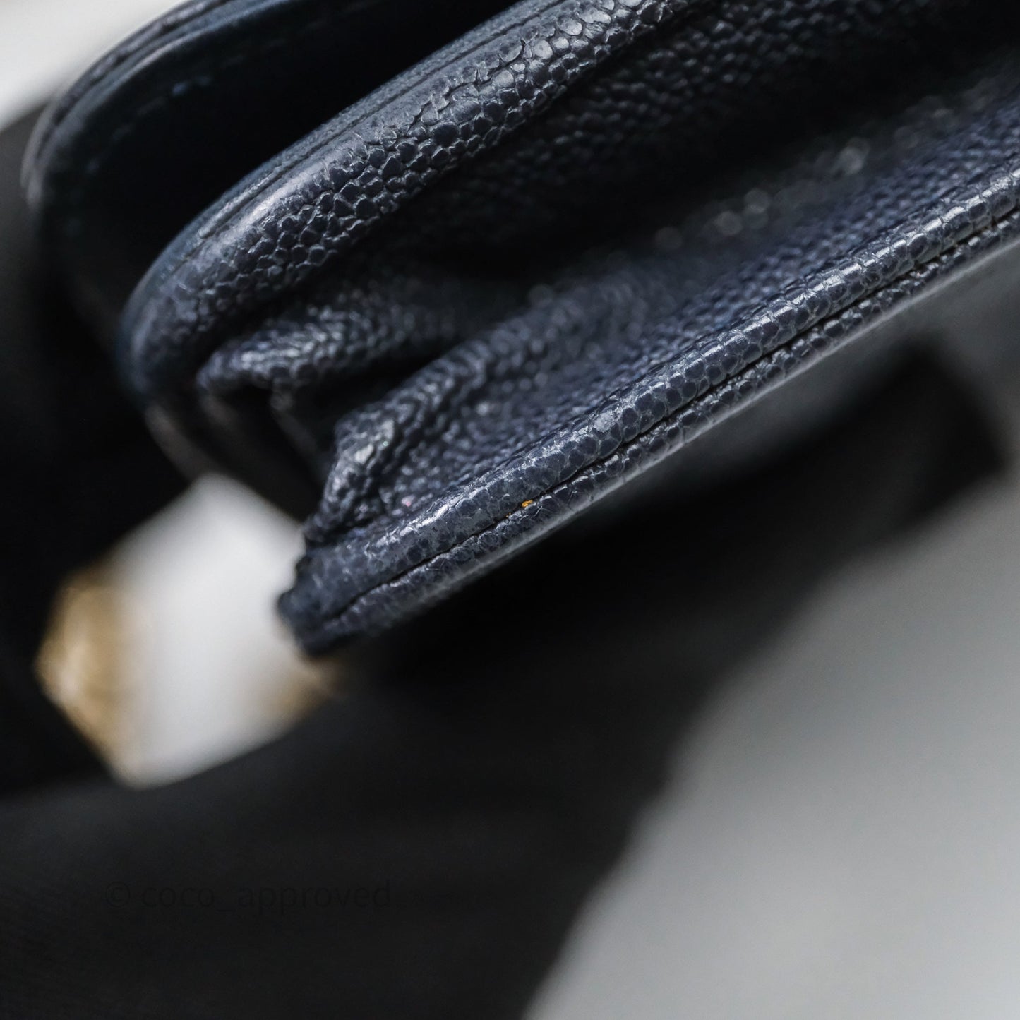 Chanel Boy Wallet on Chain Navy Caviar Light Gold Hardware