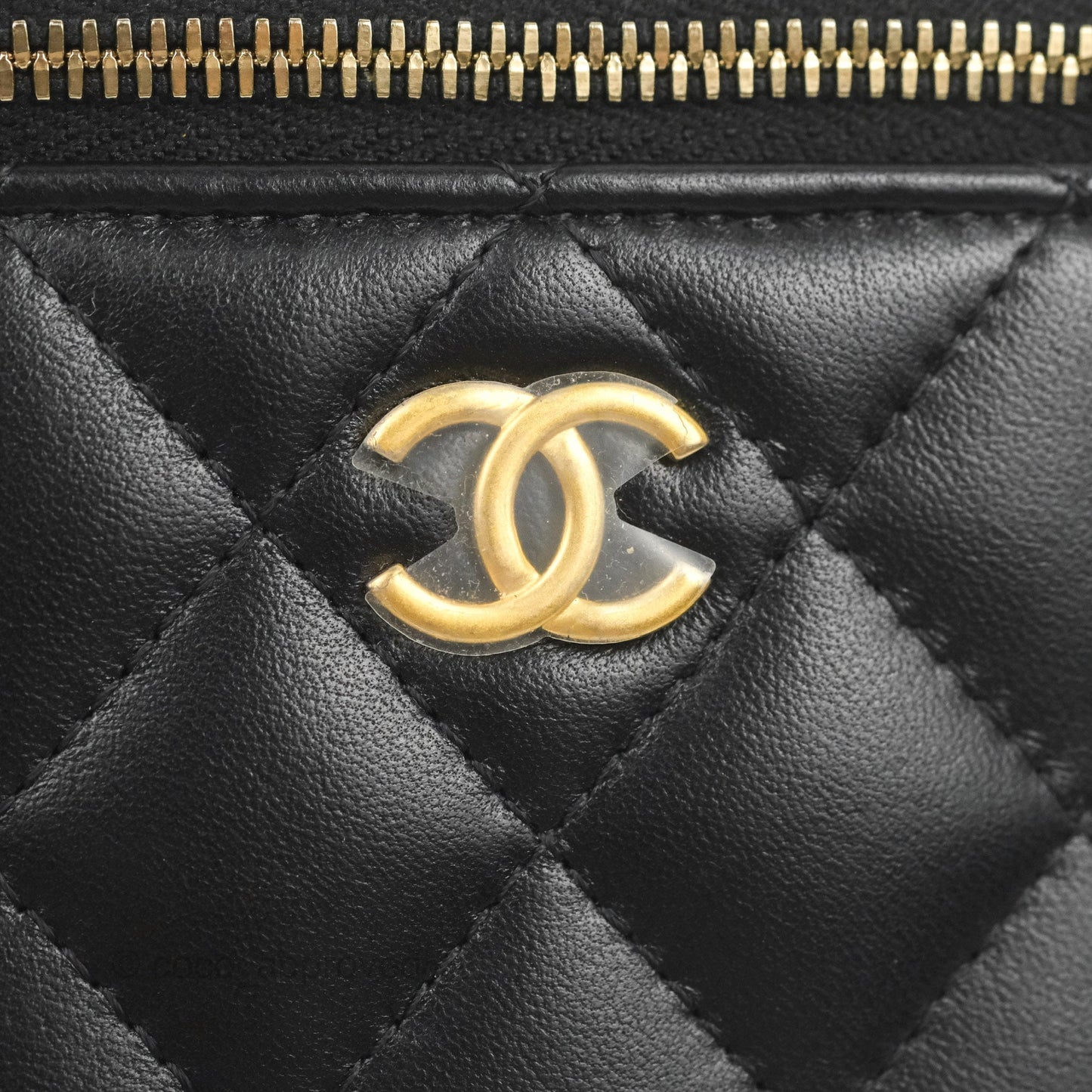Chanel Mini Top Handle Vanity With Chain Black Lambskin Aged Gold Hardware