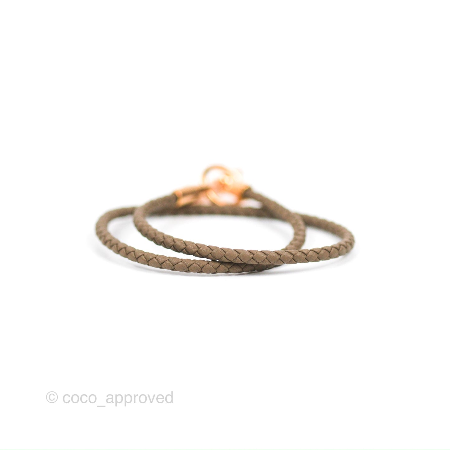 Hermes Glenan Double Tour Bracelet Étoupe Rose Gold Hardware