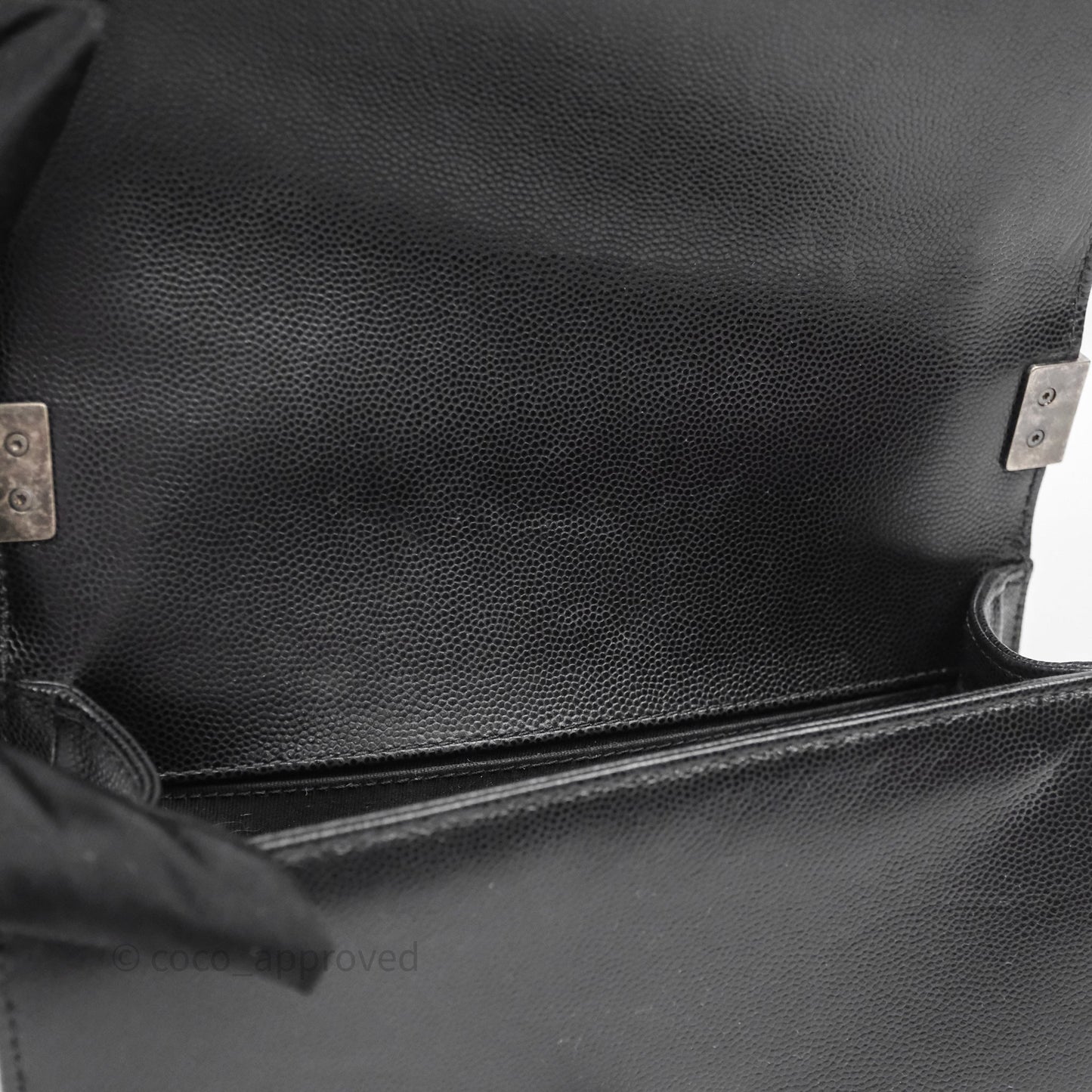 Chanel Small Boy Quilted Black Caviar Ruthenium Hardware