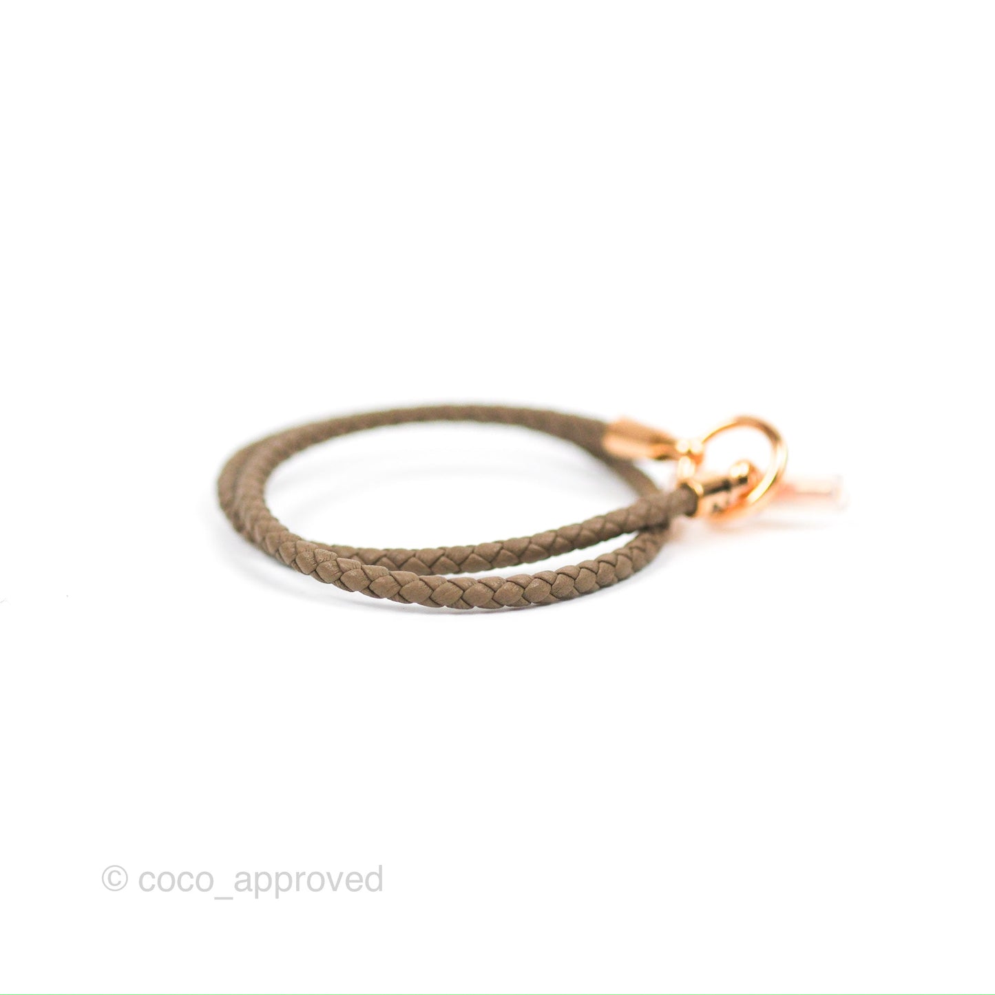 Hermes Glenan Double Tour Bracelet Étoupe Rose Gold Hardware