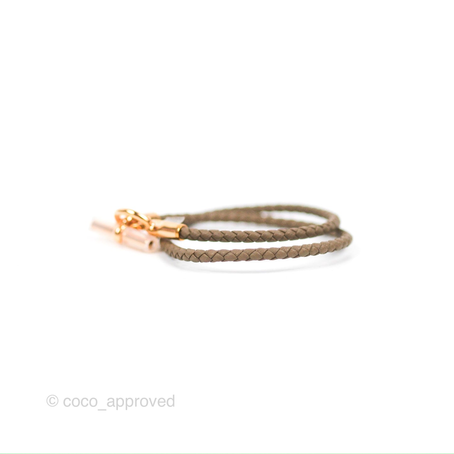 Hermes Glenan Double Tour Bracelet Étoupe Rose Gold Hardware