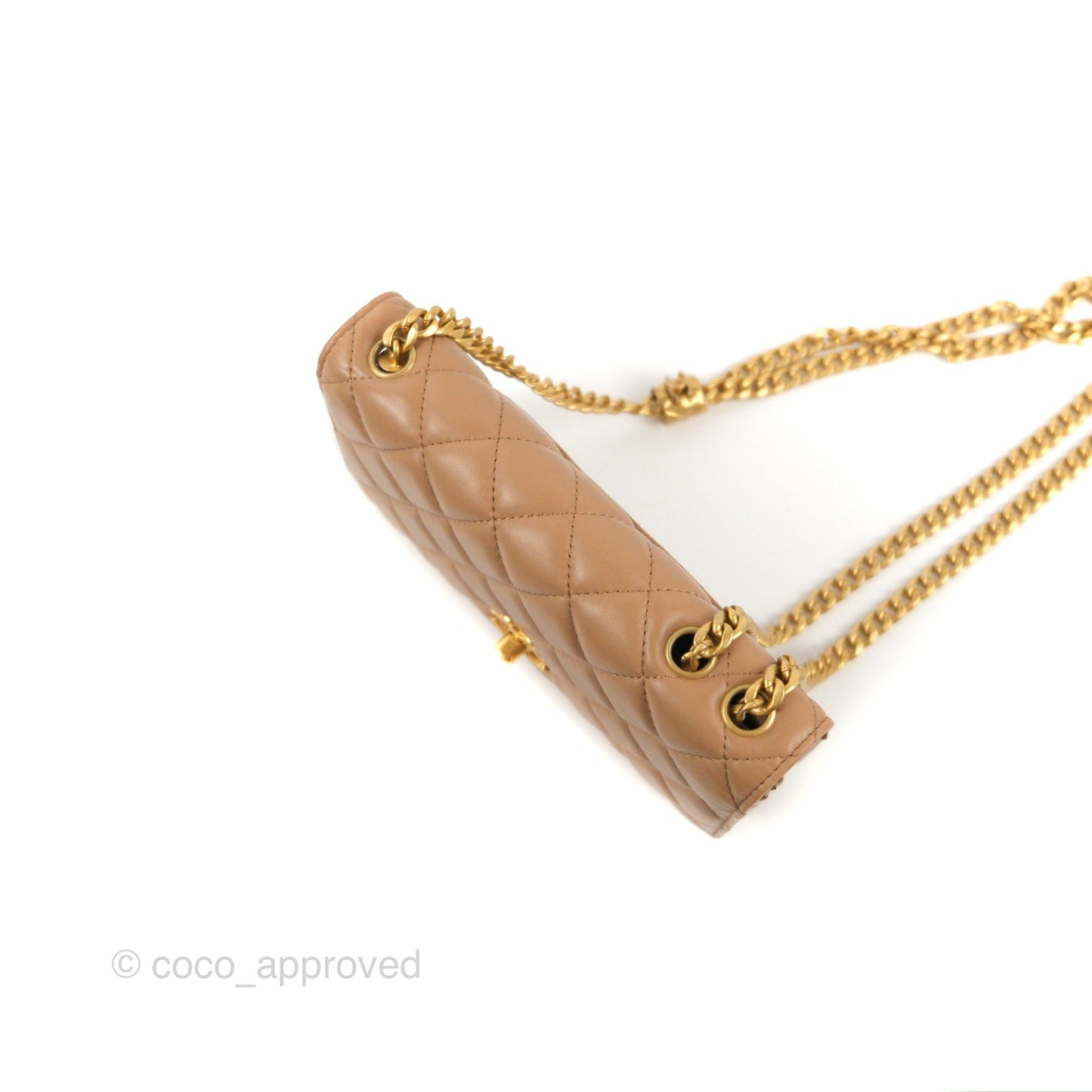 Chanel Quilted Wallet on Chain WOC Adjustable Chain Beige Lambskin Aged Gold Hardware 22K