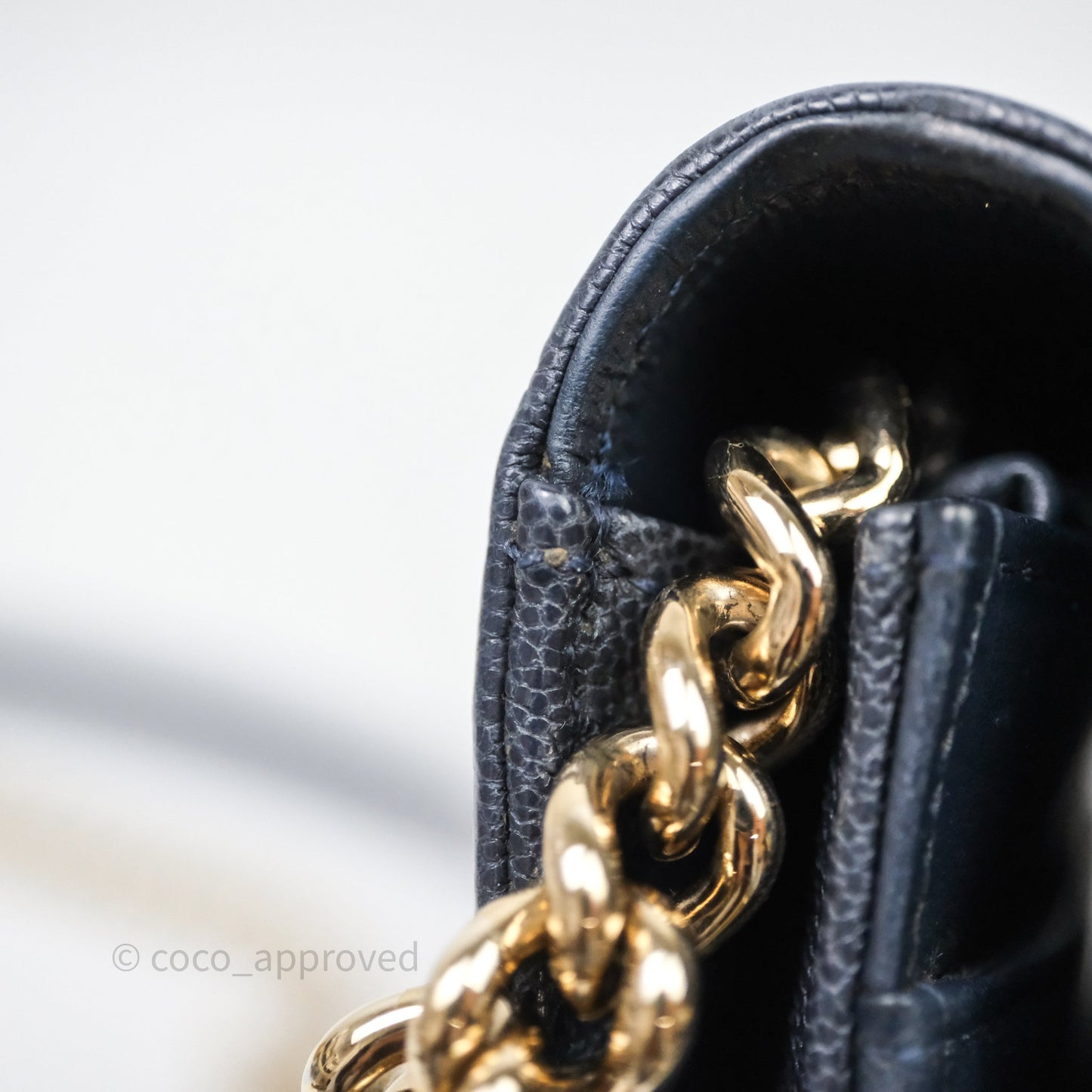 Chanel Boy Wallet on Chain Navy Caviar Light Gold Hardware
