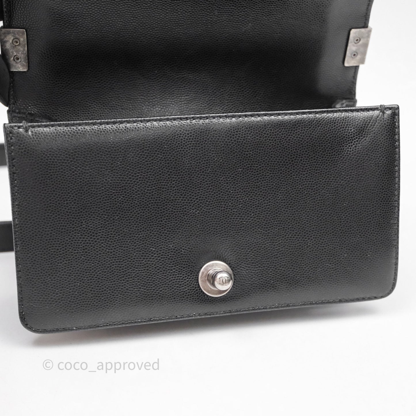 Chanel Small Boy Quilted Black Caviar Ruthenium Hardware
