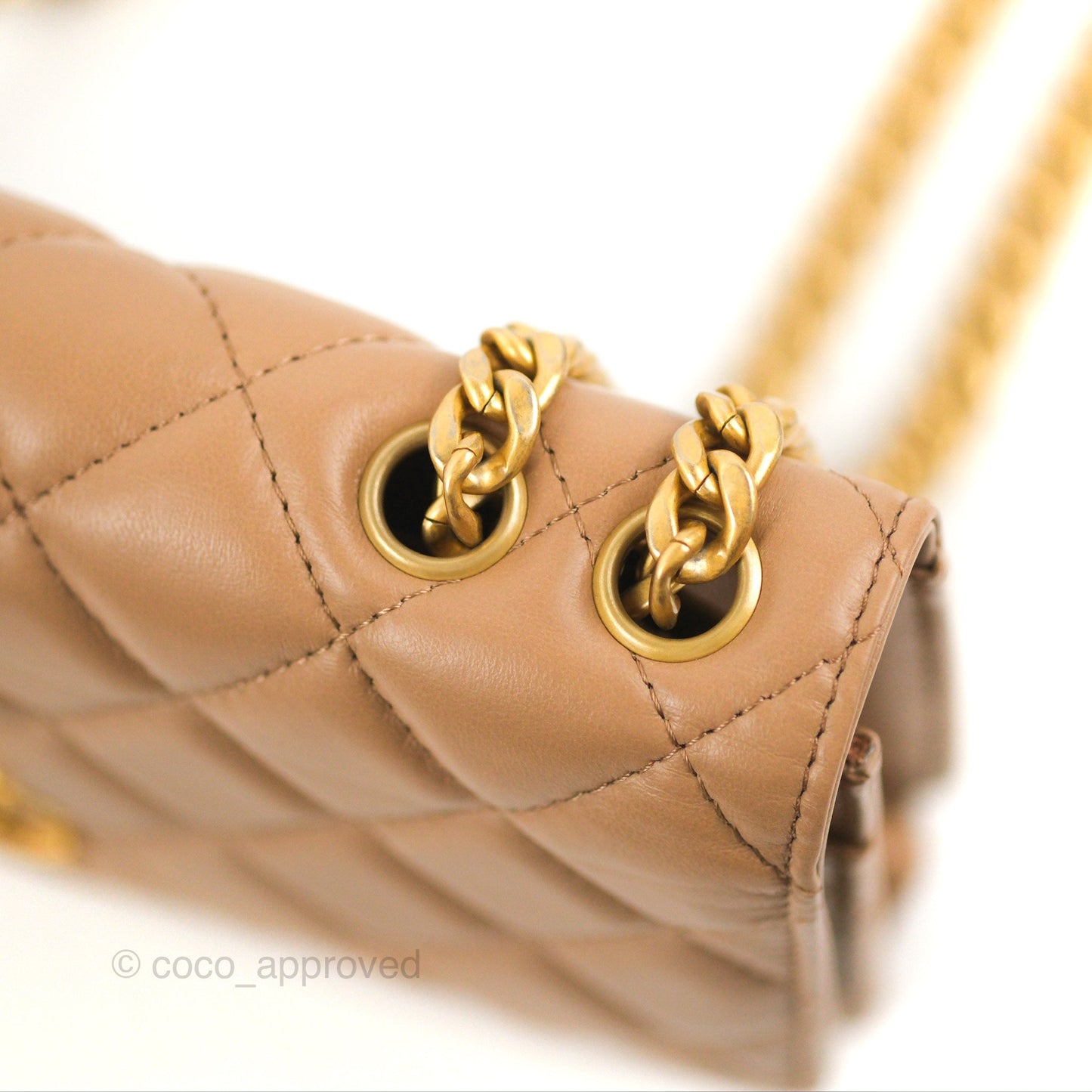 Chanel Quilted Wallet on Chain WOC Adjustable Chain Beige Lambskin Aged Gold Hardware 22K