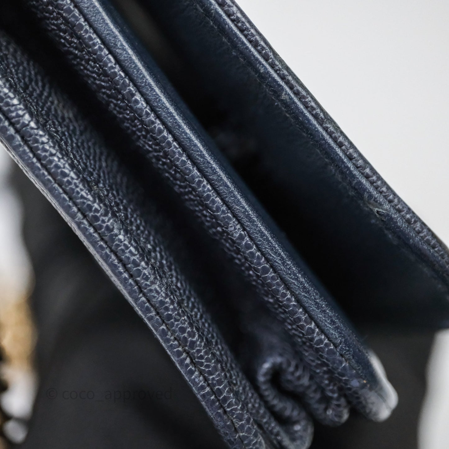 Chanel Boy Wallet on Chain Navy Caviar Light Gold Hardware