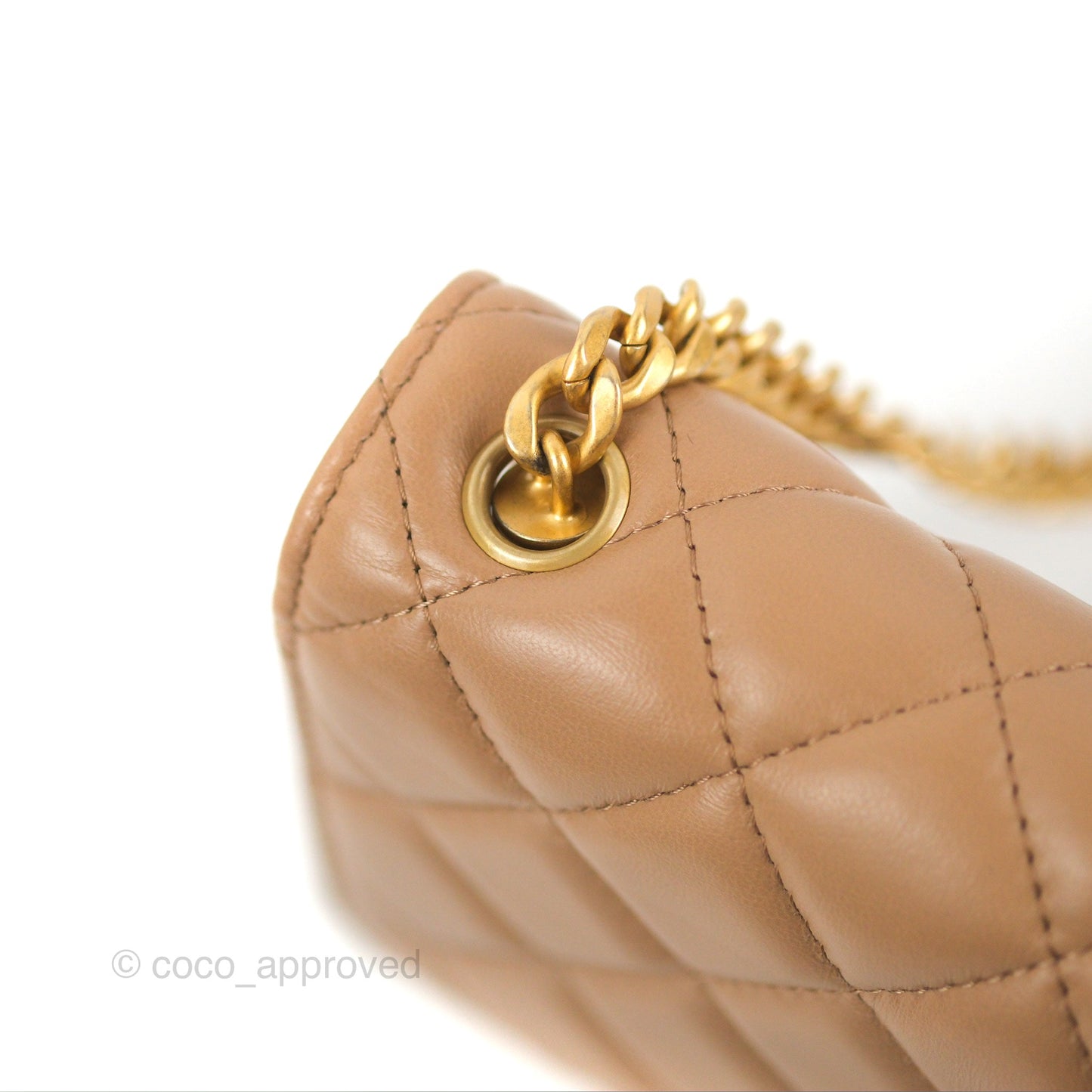 Chanel Quilted Wallet on Chain WOC Adjustable Chain Beige Lambskin Aged Gold Hardware 22K