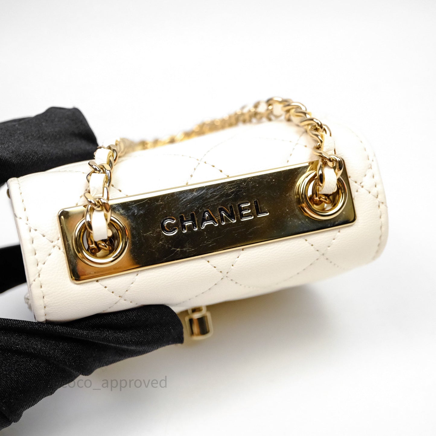 Chanel Mini Quilted Trendy CC Clutch With Chain White Lambskin Gold Hardware