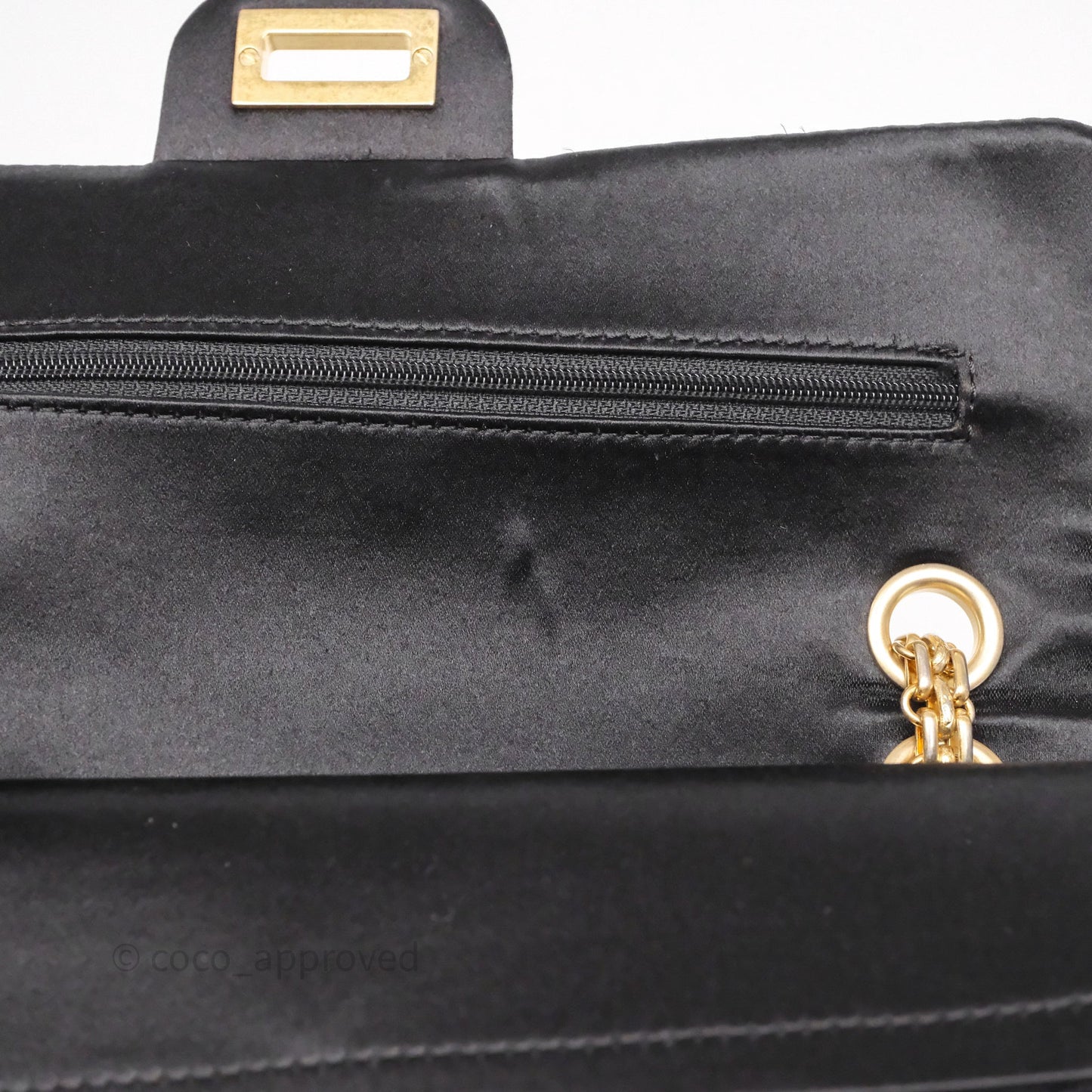 Chanel 2.55 Reissue East West Double Flap Black Satin Croc Aged Gold Hardware
