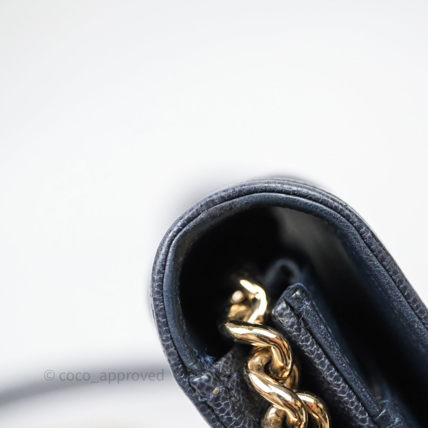 Chanel Boy Wallet on Chain Navy Caviar Light Gold Hardware