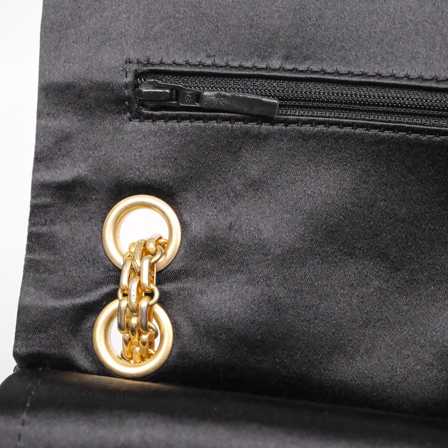 Chanel 2.55 Reissue East West Double Flap Black Satin Croc Aged Gold Hardware