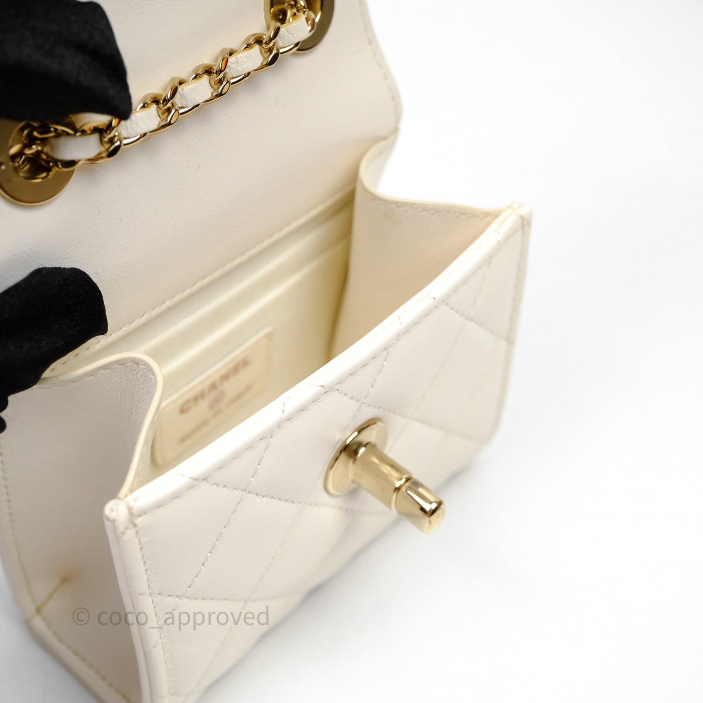 Chanel Mini Quilted Trendy CC Clutch With Chain White Lambskin Gold Hardware