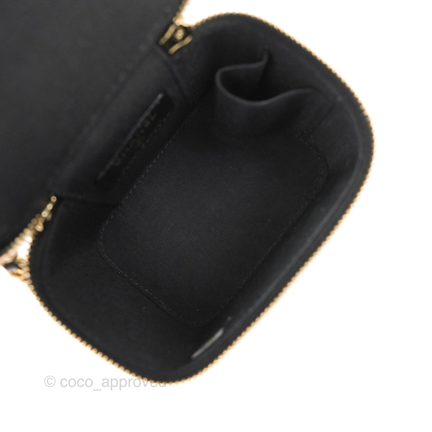 Chanel Mini Top Handle Vanity With Chain Black Lambskin Aged Gold Hardware