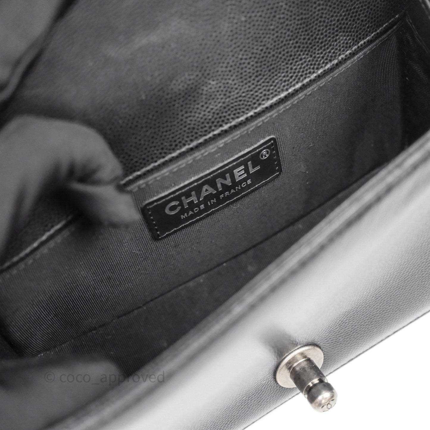 Chanel Small Boy Quilted Black Caviar Ruthenium Hardware
