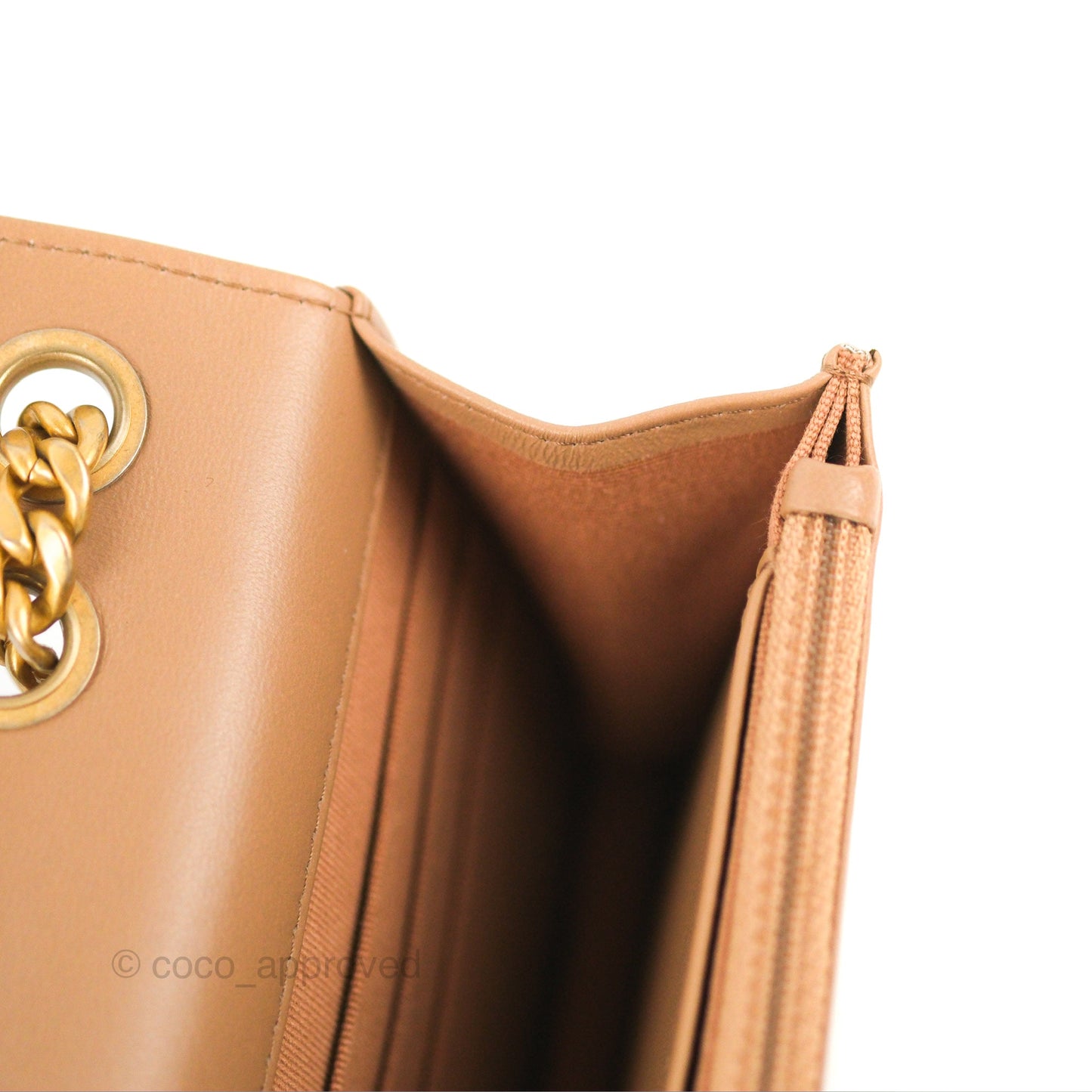 Chanel Quilted Wallet on Chain WOC Adjustable Chain Beige Lambskin Aged Gold Hardware 22K