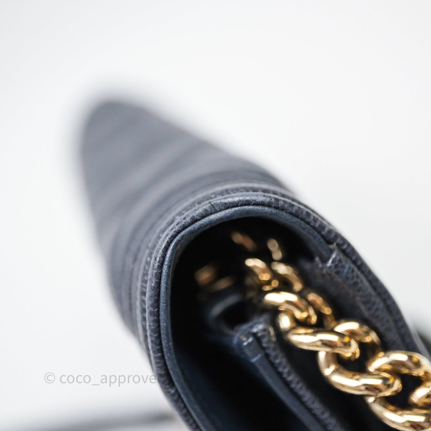 Chanel Boy Wallet on Chain Navy Caviar Light Gold Hardware