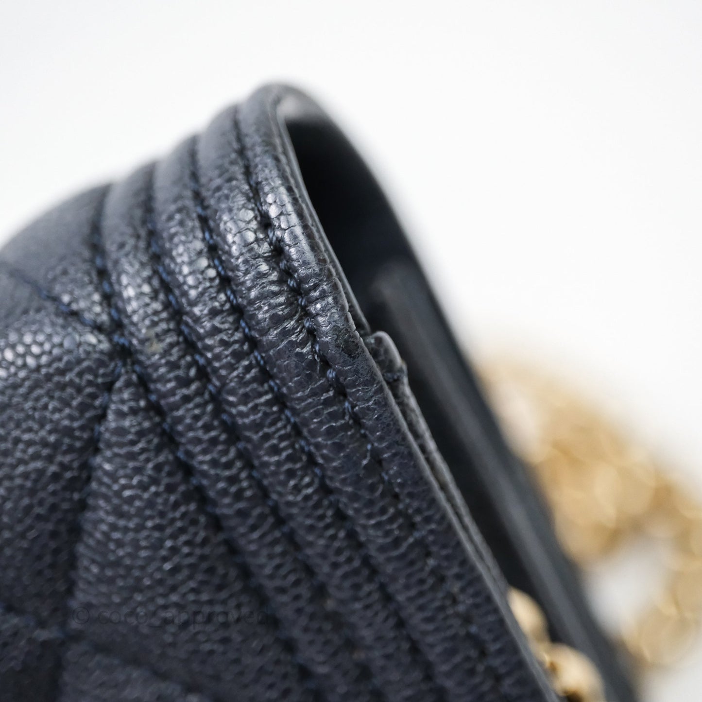 Chanel Boy Wallet on Chain Navy Caviar Light Gold Hardware