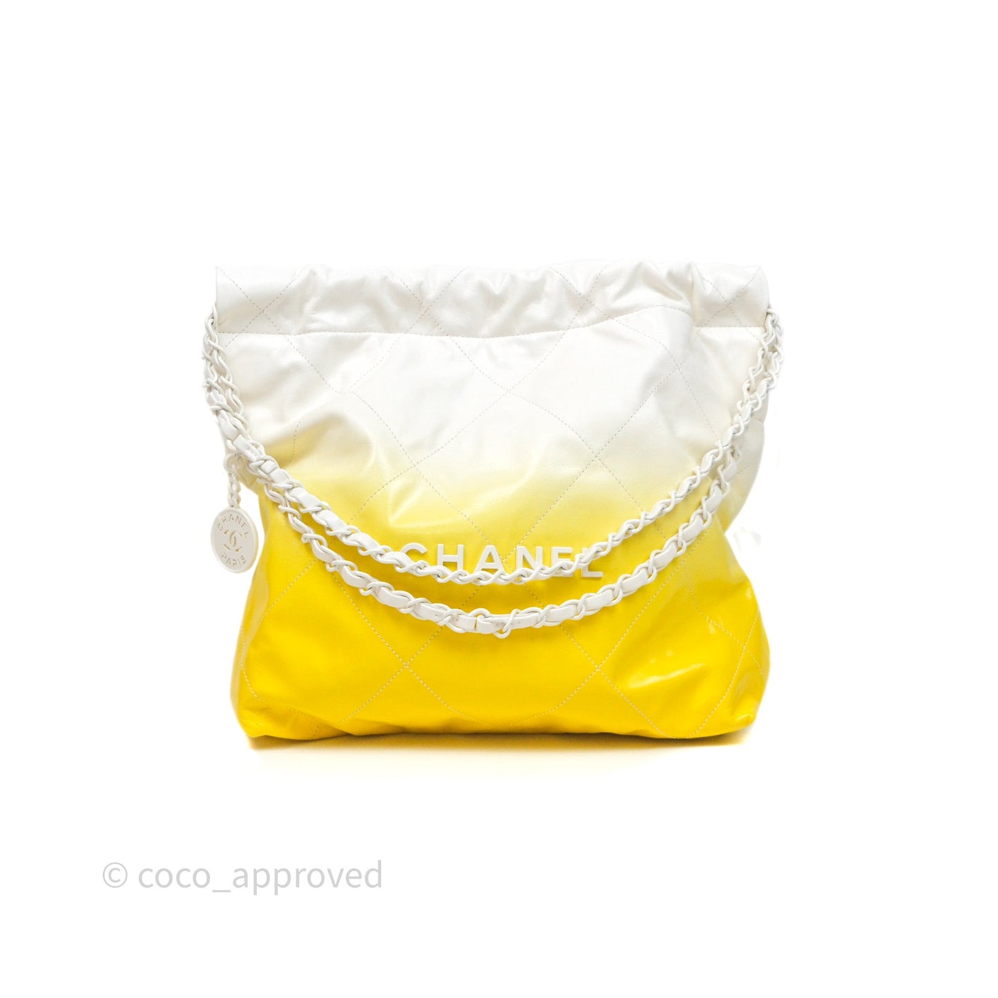 Chanel 22 Small Patent Gradient Calfskin White Yellow