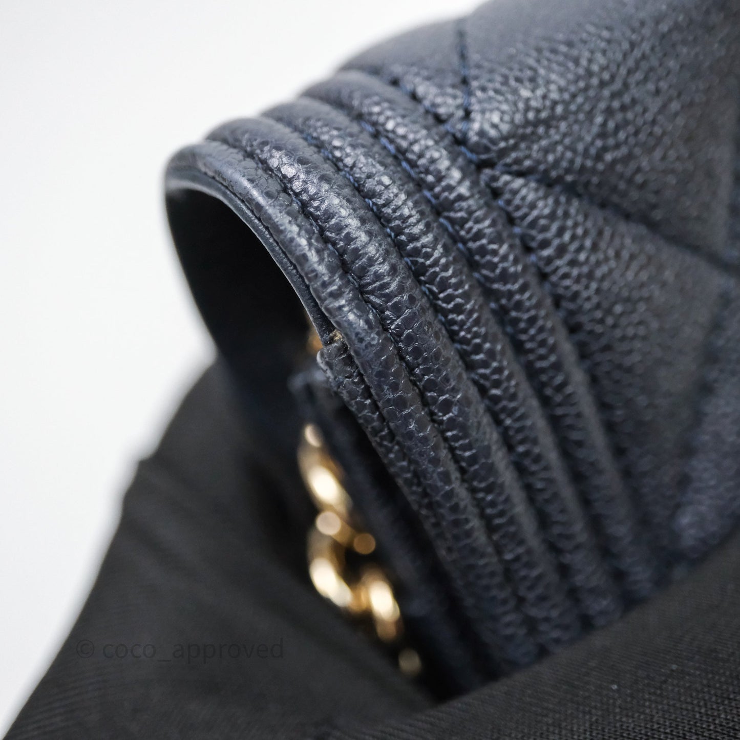 Chanel Boy Wallet on Chain Navy Caviar Light Gold Hardware