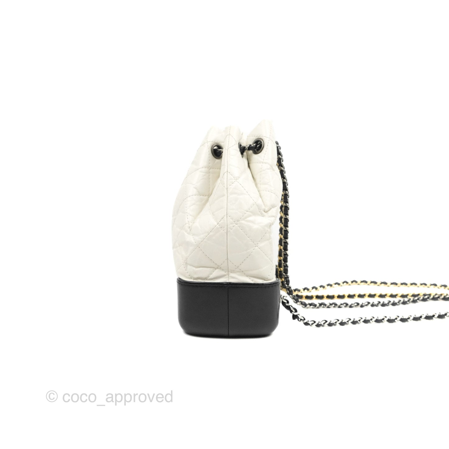 Chanel Small Gabrielle Backpack White Black Aged Calfskin