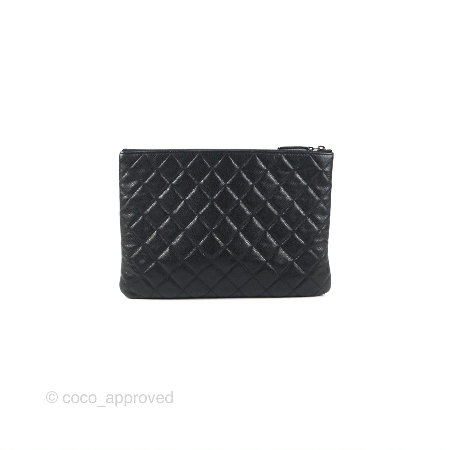 Chanel Medium Classic O Case Quilted Navy Caviar Ruthenium Hardware