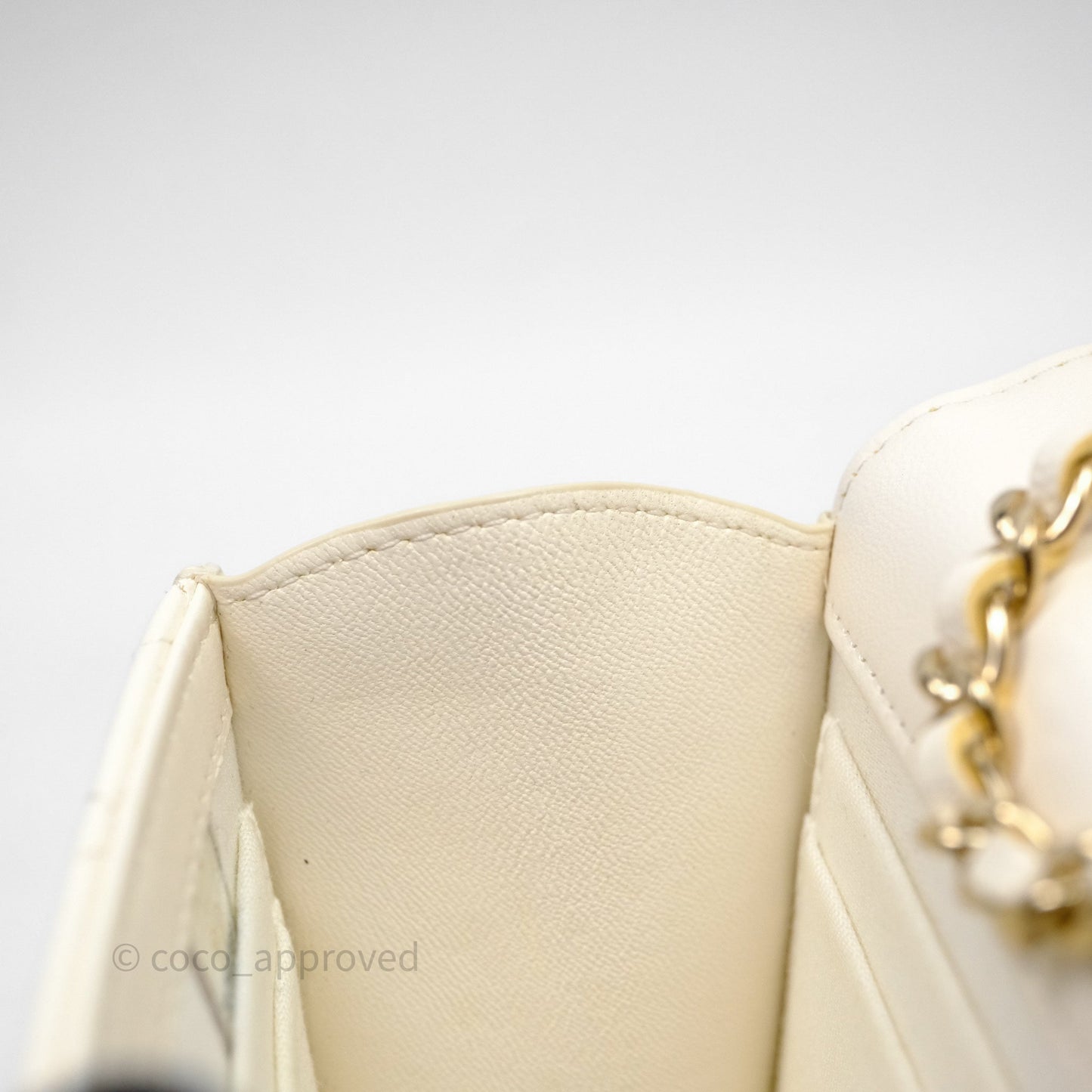 Chanel Mini Quilted Trendy CC Clutch With Chain White Lambskin Gold Hardware