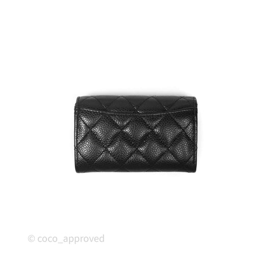 Chanel Quilted Flap Card Holder Caviar Black Gold Hardware