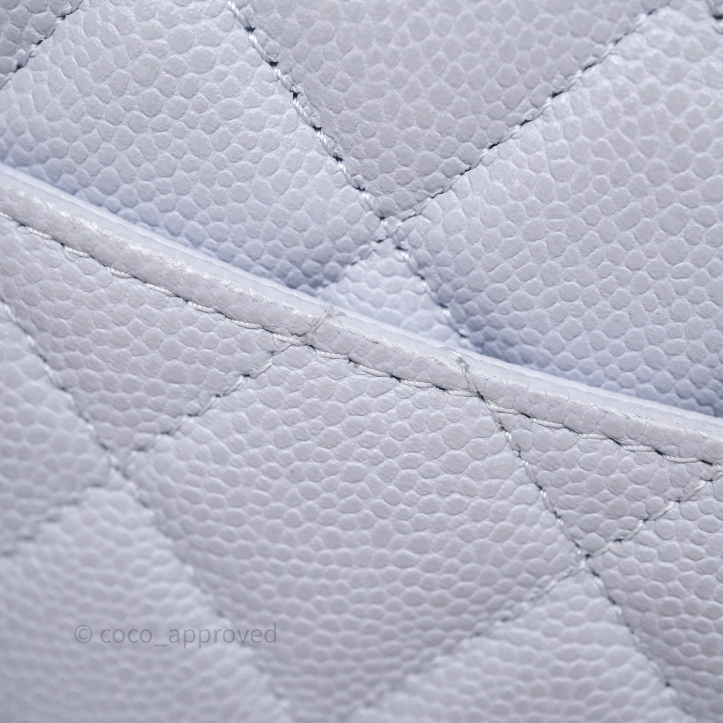 Chanel Quilted Classic Wallet on Chain WOC Light Blue Caviar Silver Hardware