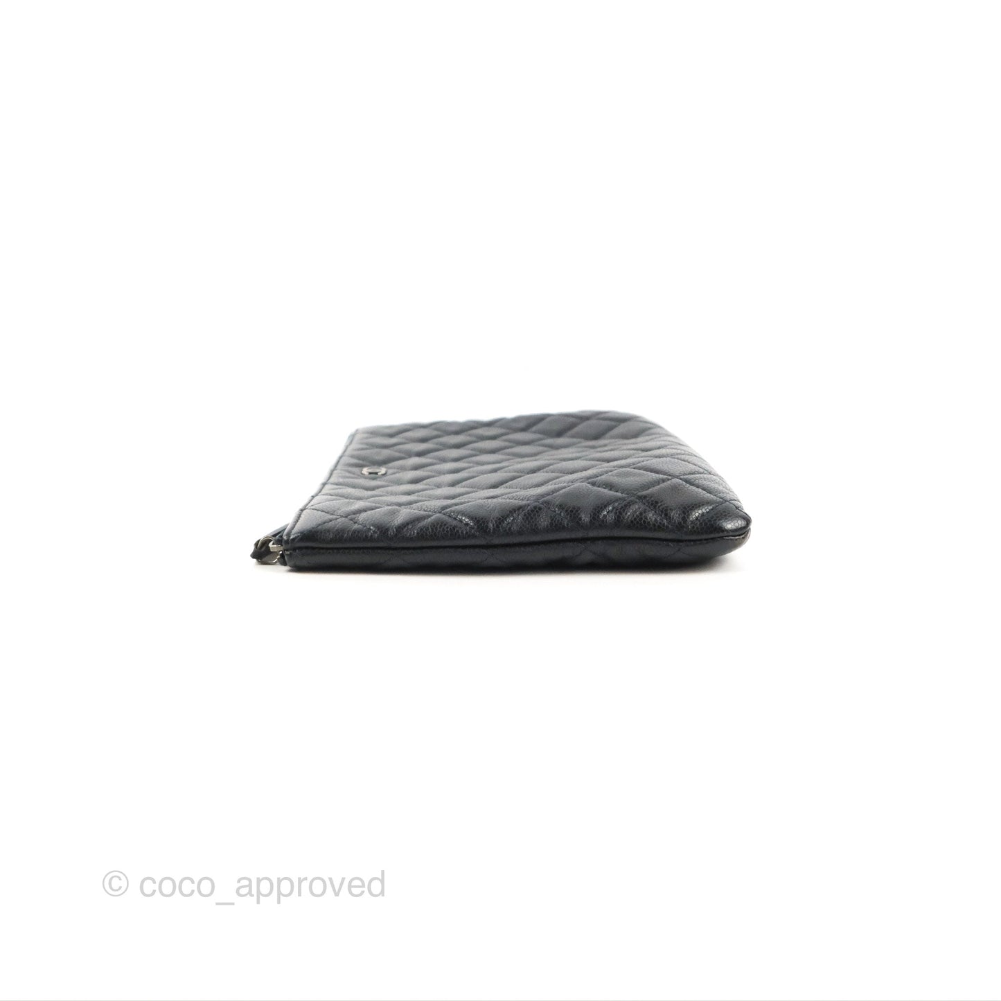 Chanel Medium Classic O Case Quilted Navy Caviar Ruthenium Hardware