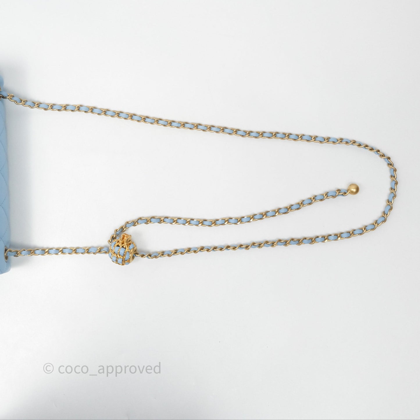 Chanel Mini Rectangular Pearl Crush Quilted Blue Lambskin Aged Gold Hardware