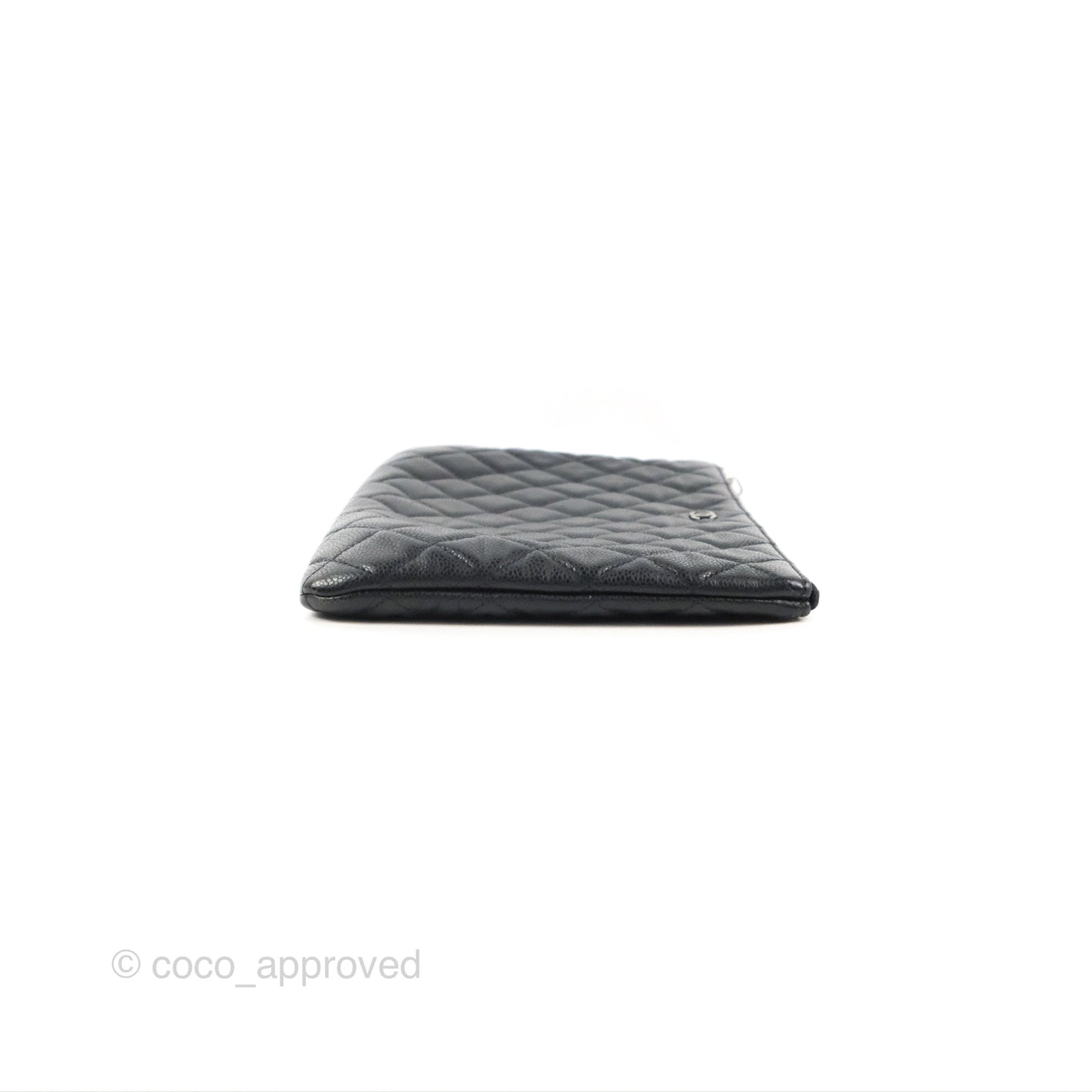 Chanel Medium Classic O Case Quilted Navy Caviar Ruthenium Hardware