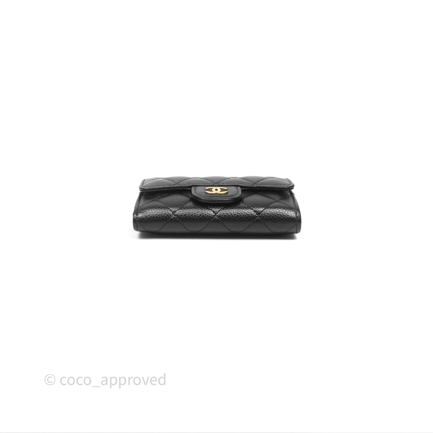 Chanel Quilted Flap Card Holder Caviar Black Gold Hardware