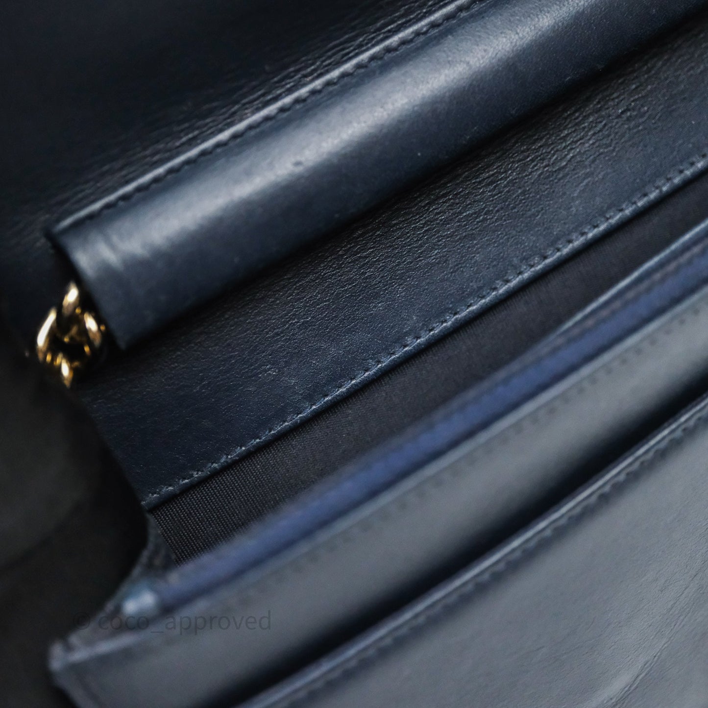 Chanel Boy Wallet on Chain Navy Caviar Light Gold Hardware