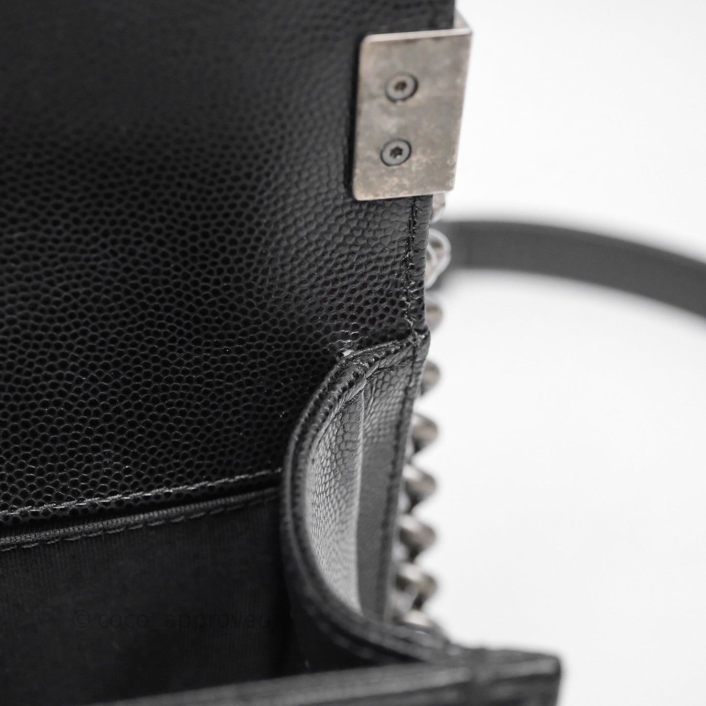 Chanel Small Boy Quilted Black Caviar Ruthenium Hardware