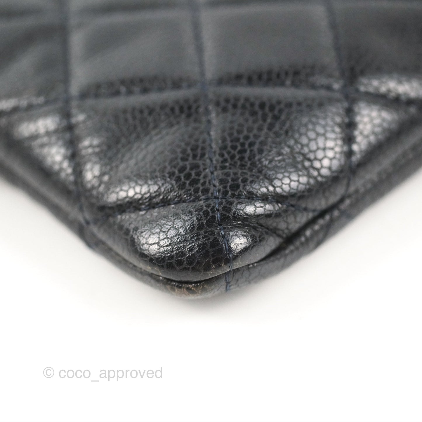 Chanel Medium Classic O Case Quilted Navy Caviar Ruthenium Hardware