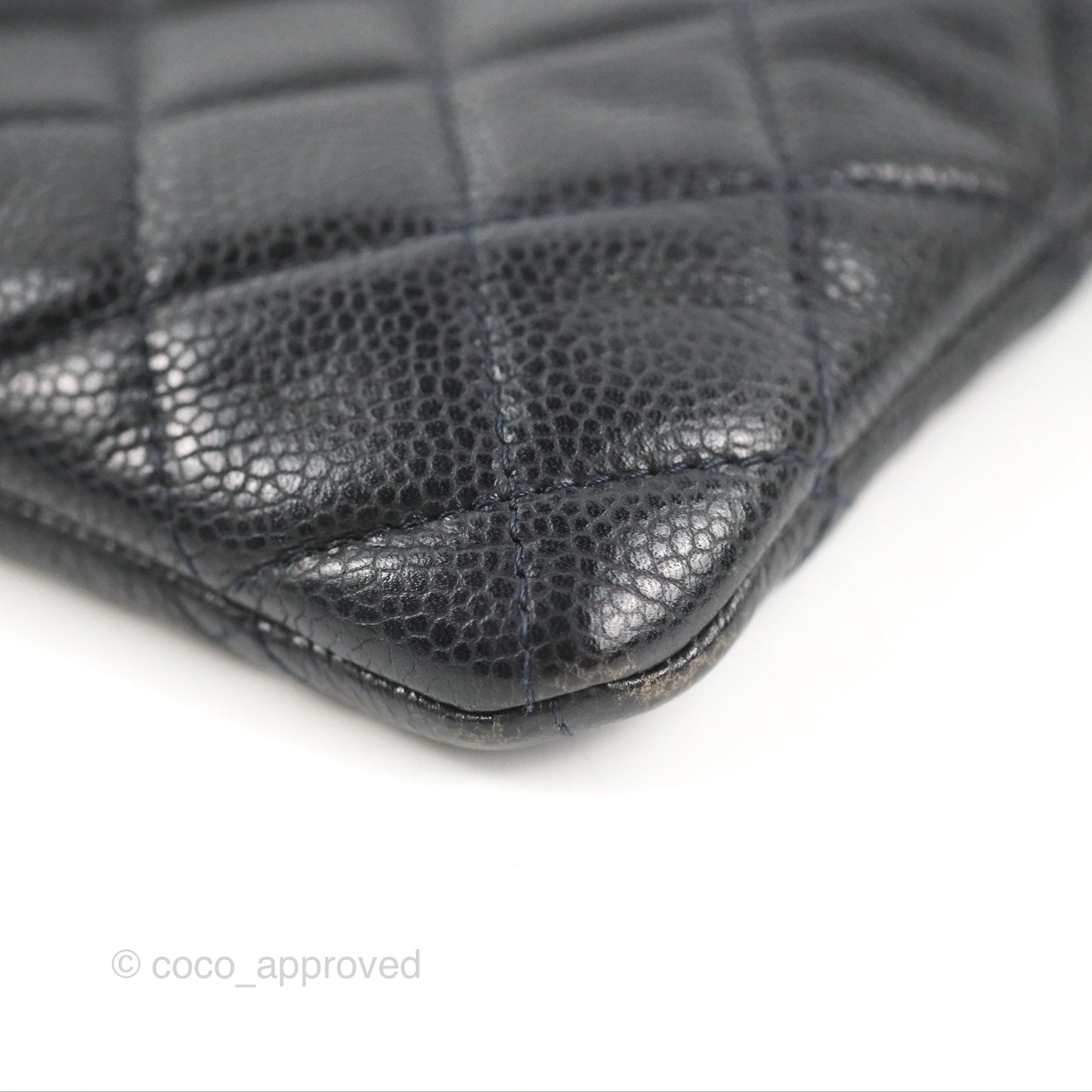 Chanel Medium Classic O Case Quilted Navy Caviar Ruthenium Hardware