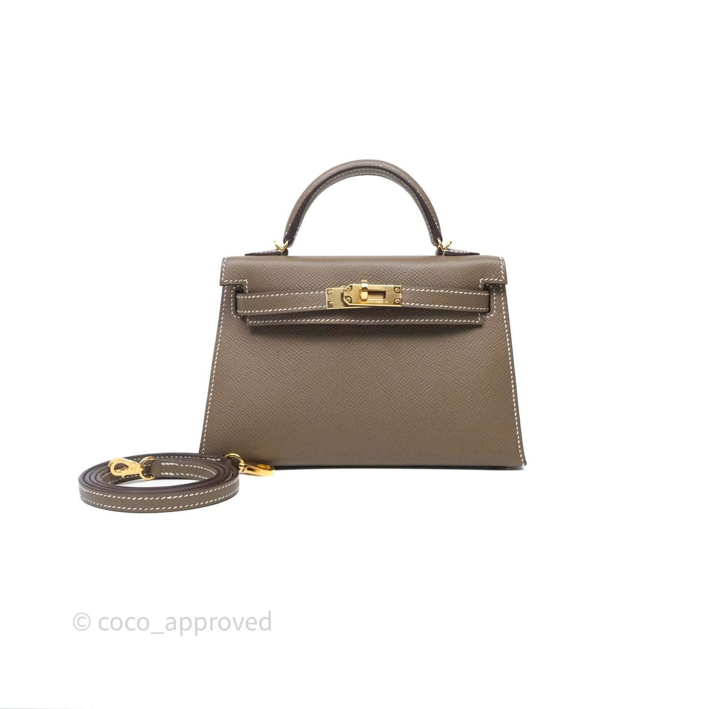 Hermès Mini Kelly II Etoupe Epsom Gold Hardware