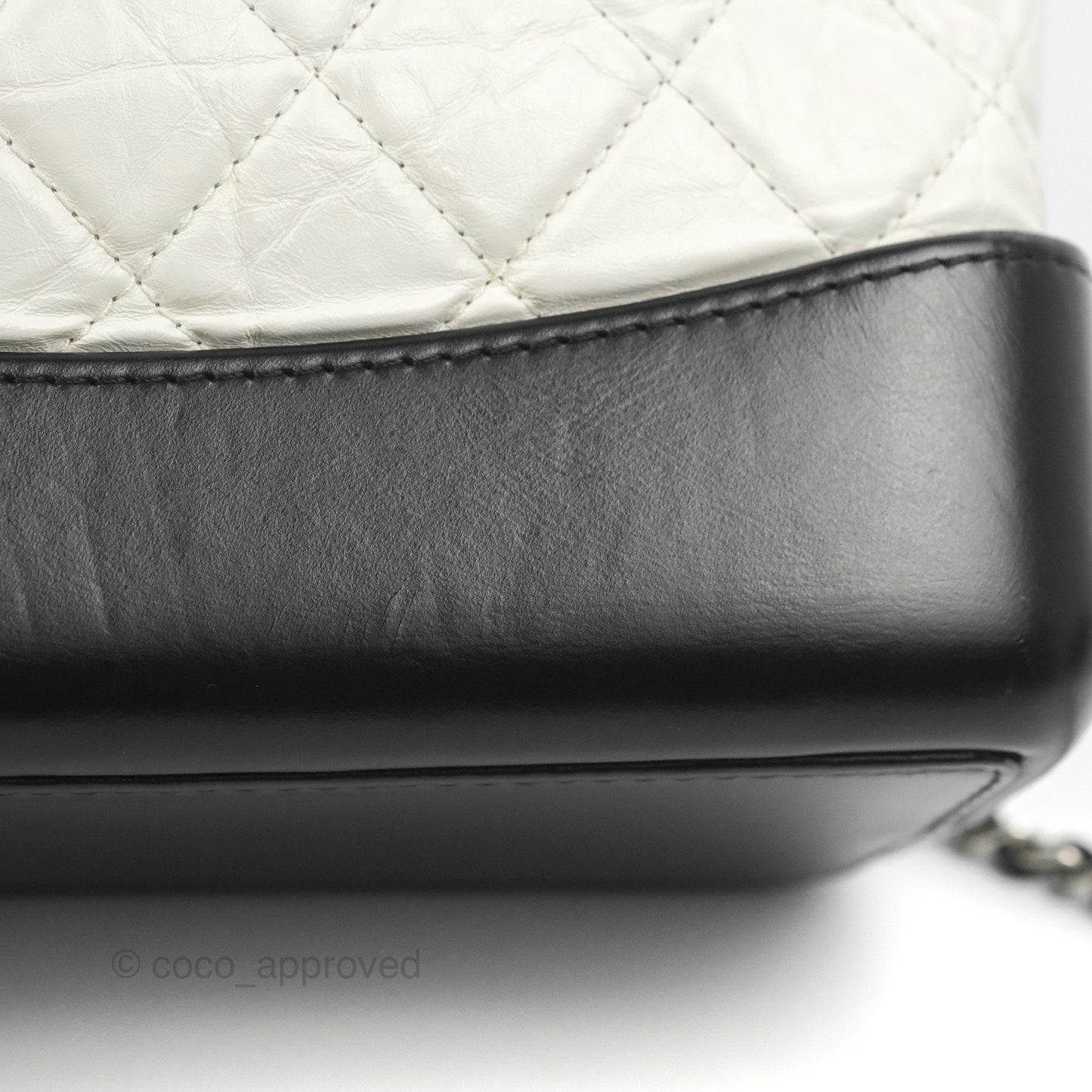 Chanel Small Gabrielle Backpack White Black Aged Calfskin