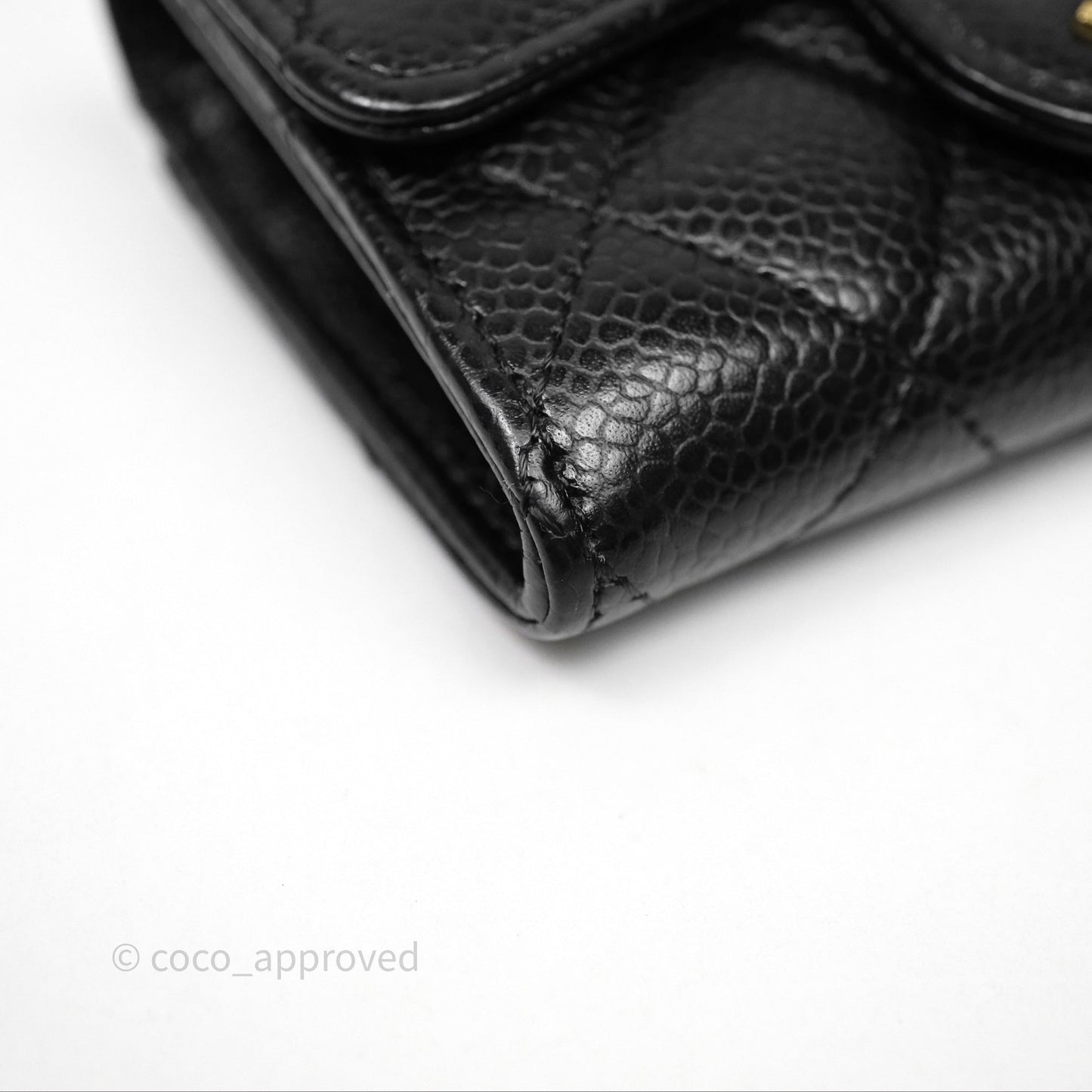 Chanel Quilted Flap Card Holder Caviar Black Gold Hardware