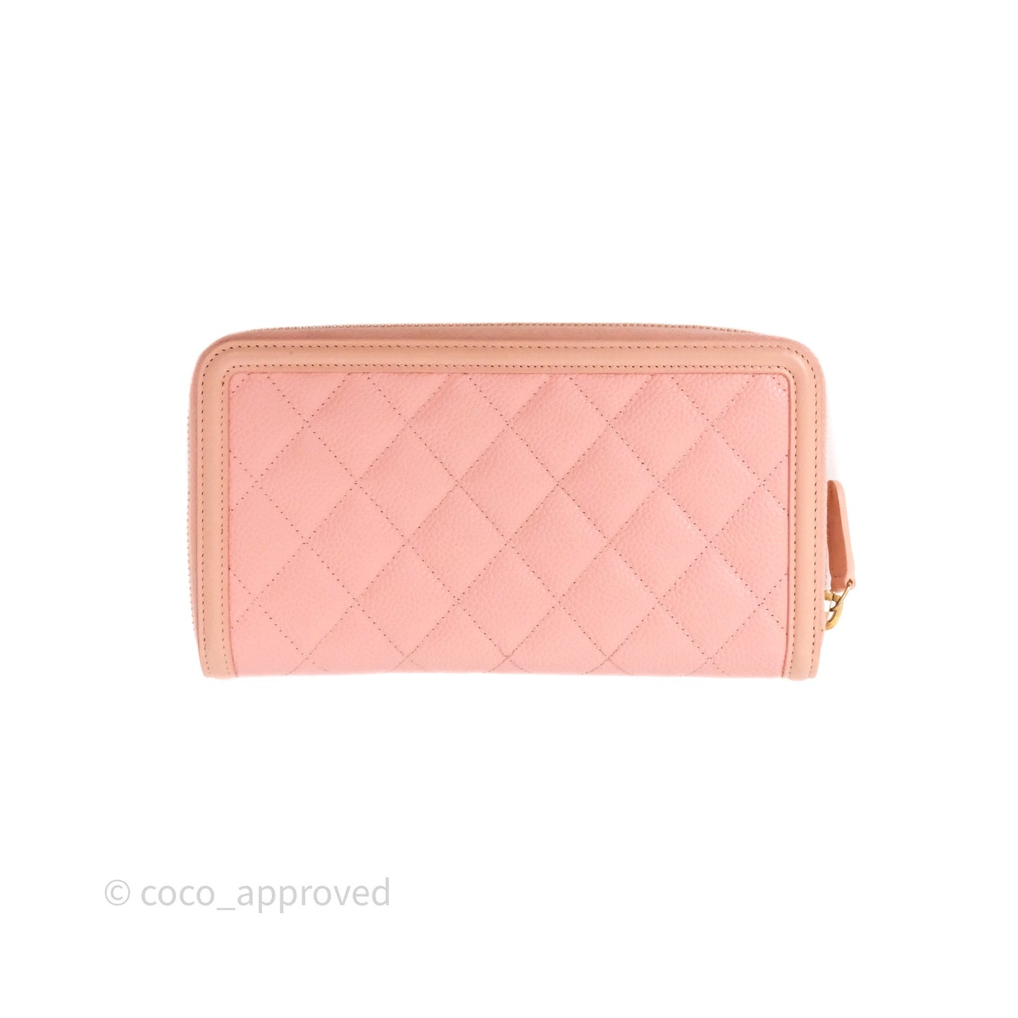 Chanel CC Filigree Zipped Long Wallet Pink Caviar Gold Hardware