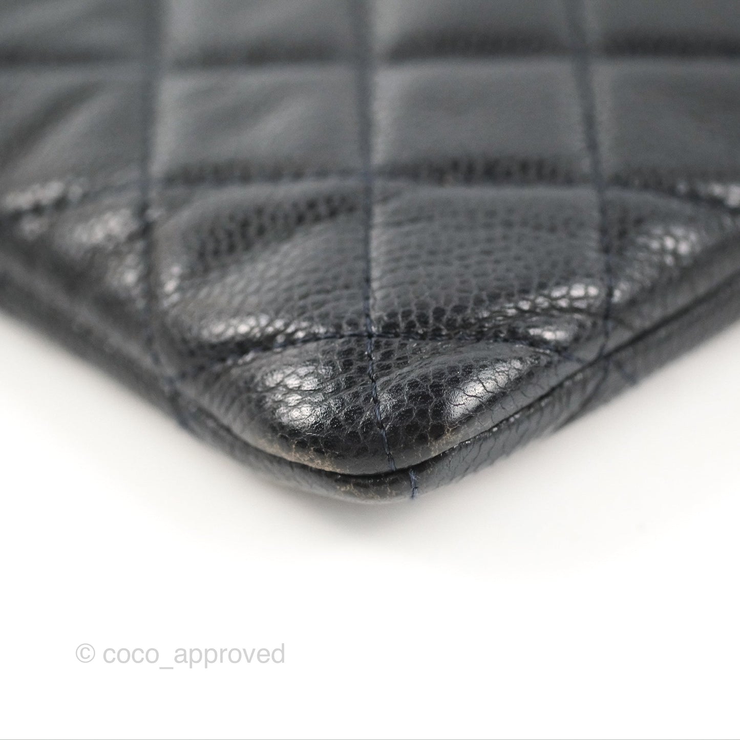 Chanel Medium Classic O Case Quilted Navy Caviar Ruthenium Hardware