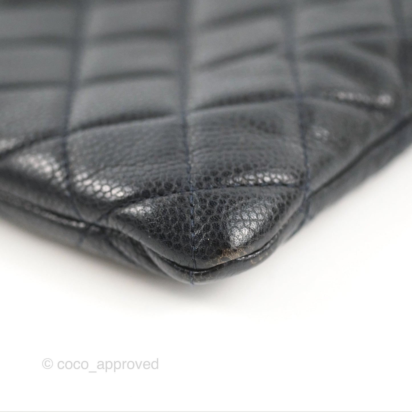 Chanel Medium Classic O Case Quilted Navy Caviar Ruthenium Hardware