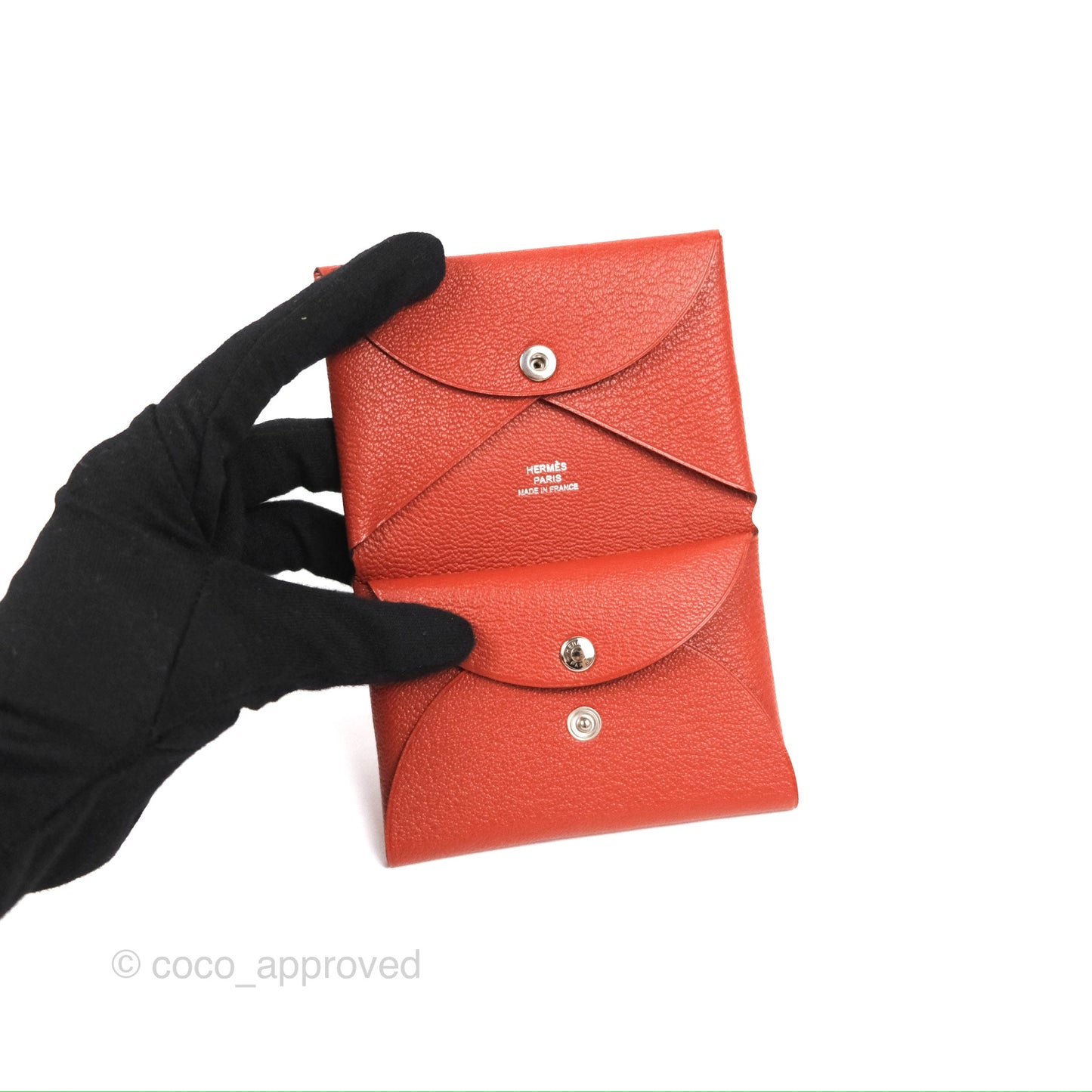 Hermès Calvi Duo Compact Card Holder Cuivre Chevre Mysore
