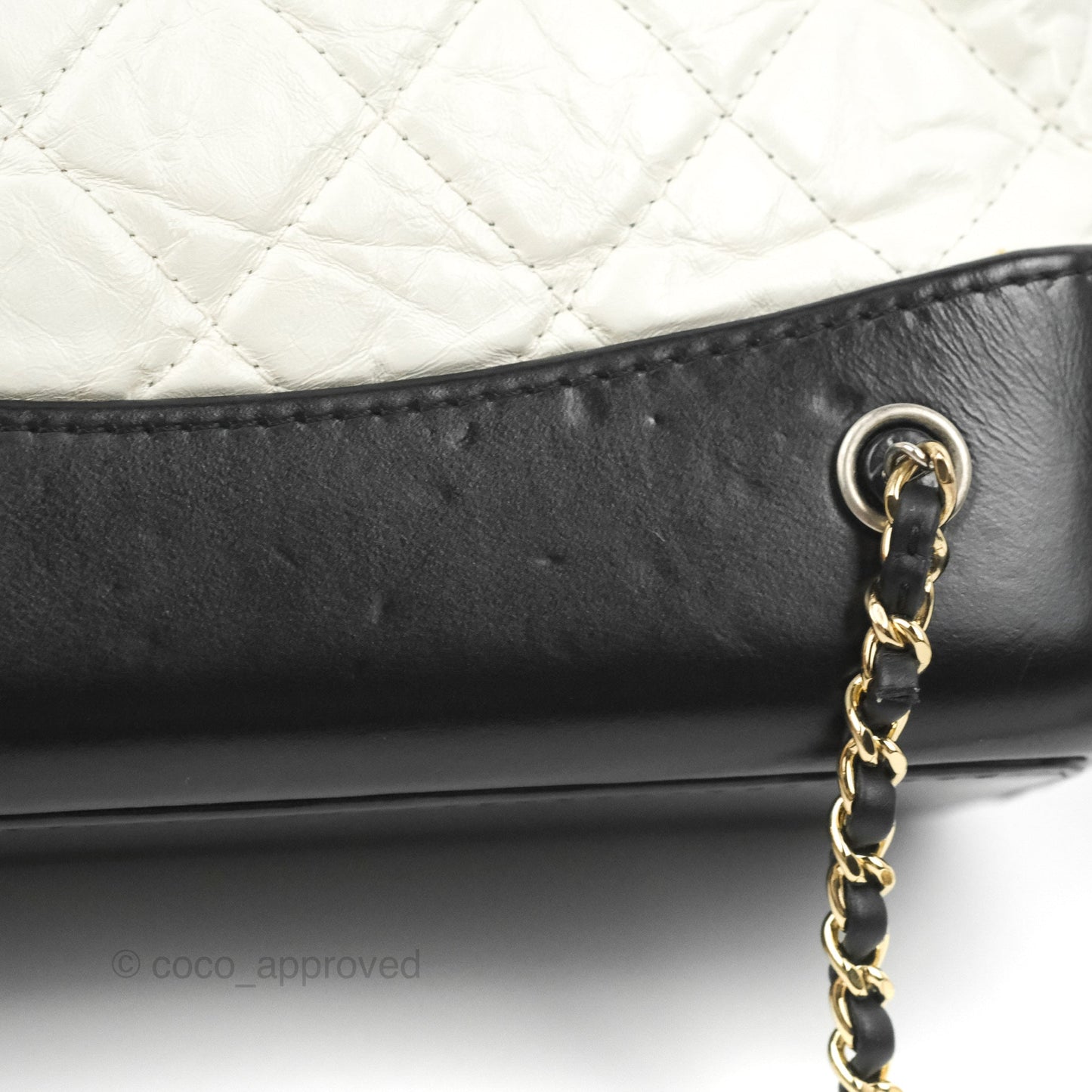 Chanel Small Gabrielle Backpack White Black Aged Calfskin