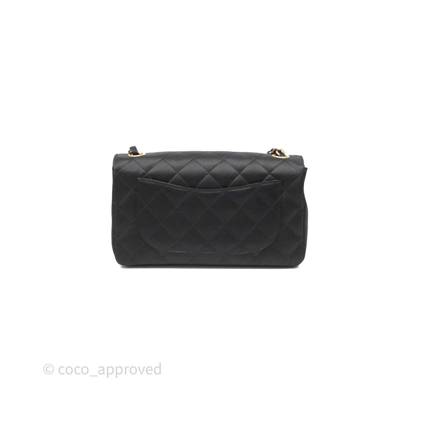 Chanel Vintage Mini Rectangular Black Satin Matte Gold Hardware