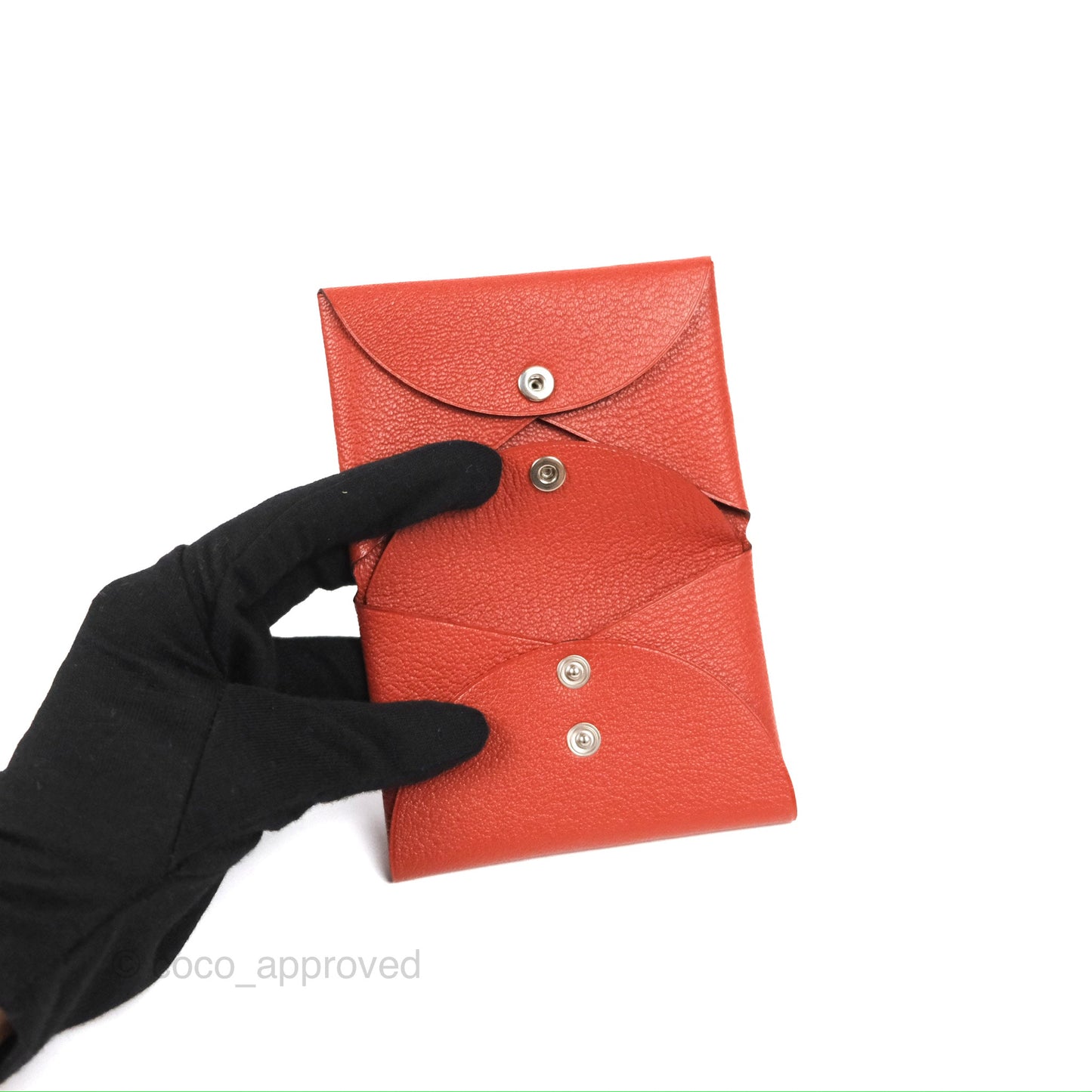 Hermès Calvi Duo Compact Card Holder Cuivre Chevre Mysore