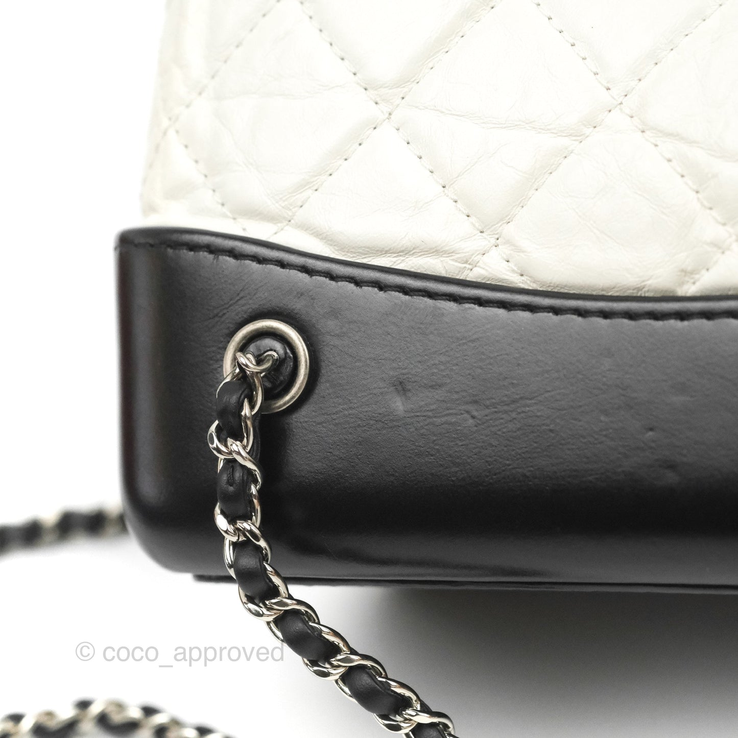 Chanel Small Gabrielle Backpack White Black Aged Calfskin
